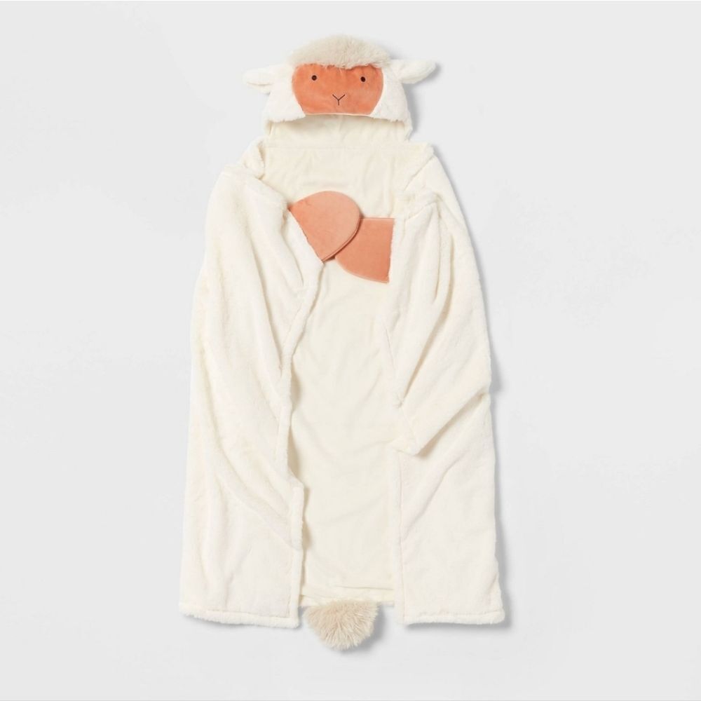 Nwt Pillowfort Kid's Boy Girl Easter/ Christmas Sheep Hooded Blanket One Size